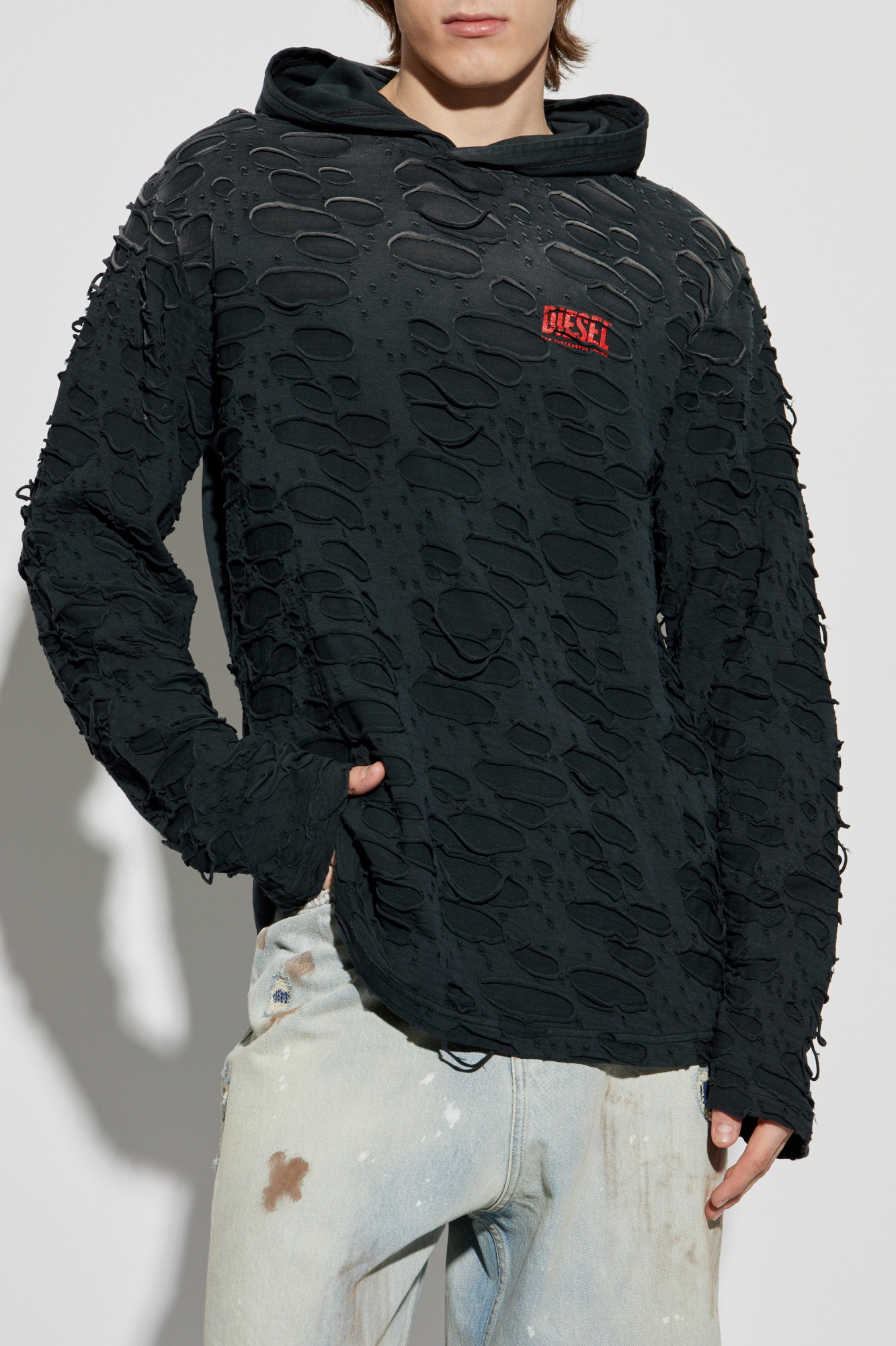 【DIESEL】t-crane-ls-hood フーディー 全２色  送関込 Szary Bluza `T-CRANE-LS-HOOD` Diesel - Vitkac Polska
